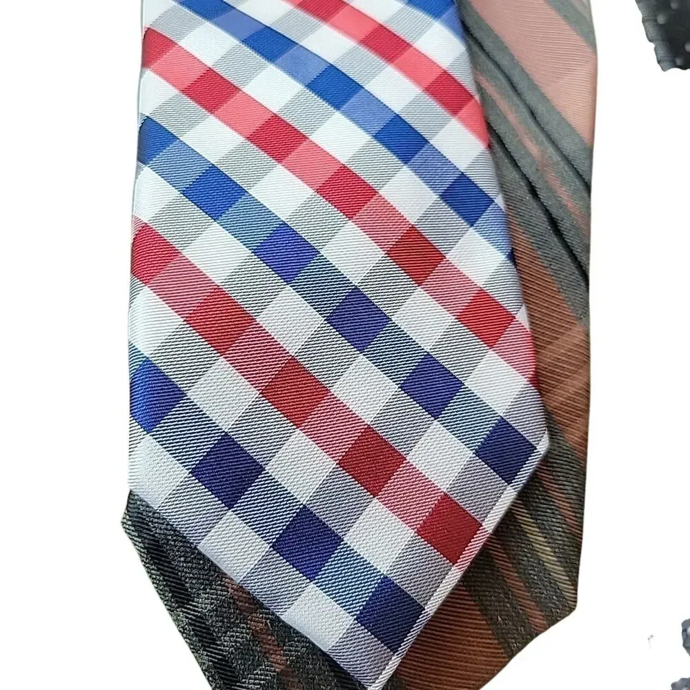 Plaid Neck ties Lot Of 4 Designer Nick Graham Michael Kors Chaps Croft & Barrow